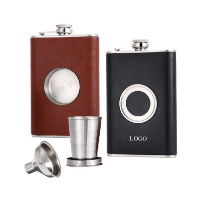 8 Oz. Stainless Steel Hip Flask With Collapsible Shot Glass