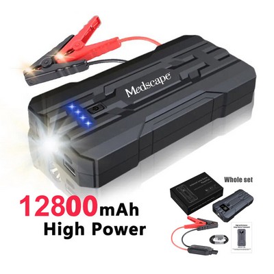 12800mAh Portable Emergency battery booster 12V Jump Starter Car Clamp w/Power Bank Battery