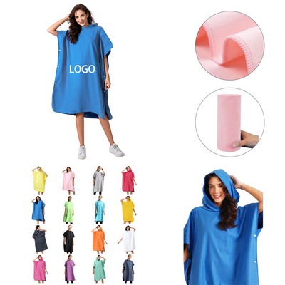 Youth Hooded Poncho Bathrobe for Beach and Pool