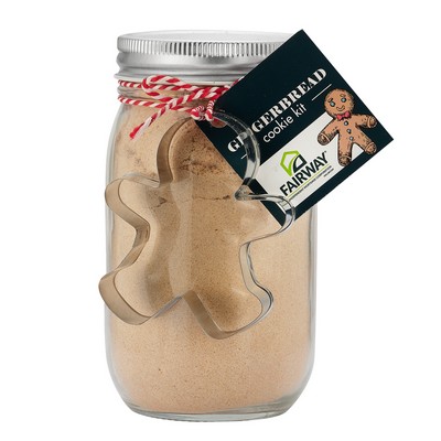 Mason Jar Cookie Kits - Gingerbread Cookie w/ Gingerbread Man Cookie Cutter