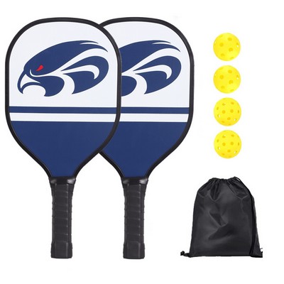 Wooden Pickleball Paddle With Plastic Trim and Ball Ket in Drawstring Bag