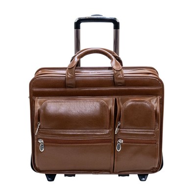 Clinton 17" Leather Detachable-Wheeled Laptop Case