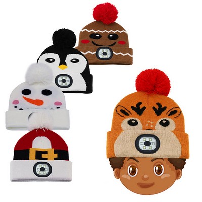 Christmas USB Rechargeable LED Lighted Beanie