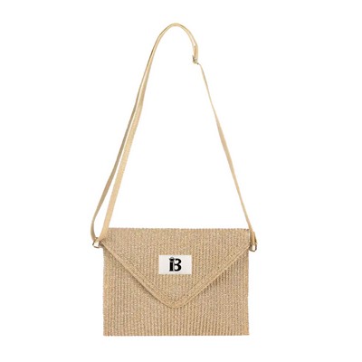 Natural Straw Bag Hand Woven Round Handle Handbags Retro