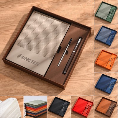 A5 Lined Leatherette Bound Journal Gift Set Writing Notebook Executive Notebook Gift Box