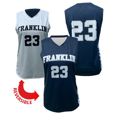 Women's BB V-Neck Reversible Pinhole Mesh Basketball Jersey