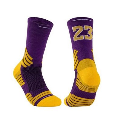 Knitted Mid Calf Sports Socks w/Coushioned Bottom