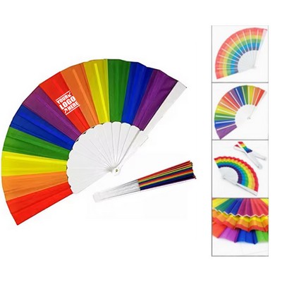 Portable Hand Fan Rainbow Folding Fan