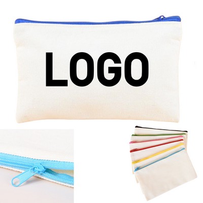 Blank Canvas Zipper Pencil Case Makeup Bag