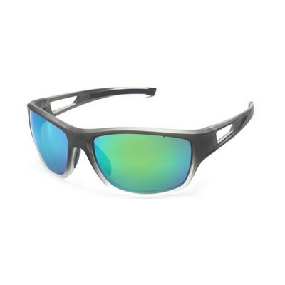 Sunglasses - Green Mirror Lenses - Black and White Frames