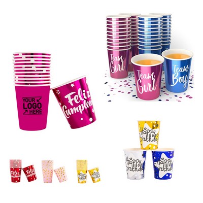 Custom Festive Cups Disposable Pink Paper Cups For Birthday Wedding Party