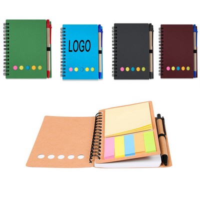 Spiral Notebook with Sticky Notes&Pen