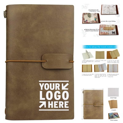 4.72 x 7.87 Inch Travel Journal Vintage Leather Refillable Lined Notebook