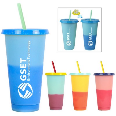 Color Change Tumbler with Straw