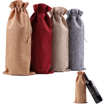 Wine Champagne Burlap Packaging Drawstring Bag