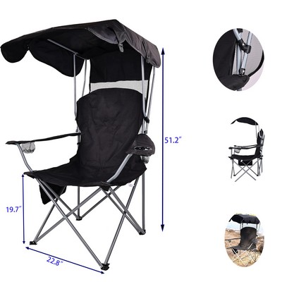 Folding Camp Chair with Shade Canopy and Carry Bag