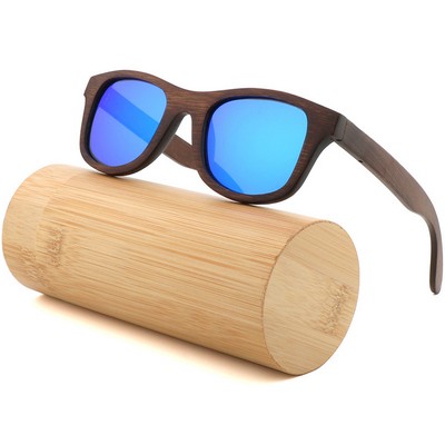 Vintage Dark Bamboo Wood Frame Sunglasses