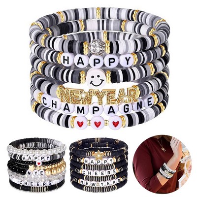 Plastic Black and white star heart smiley face bracelet