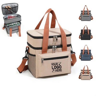 Insulated Double Layer Portable Lunch Bag