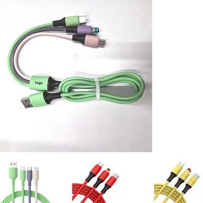 3-in-1 Custom Silicone Multi Charging Cable Multi Charger Cord MOQ50PCS