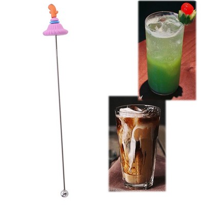 7.68 L Stainless Steel Pink Hat Top Beverage Stirrers Coffee Stick