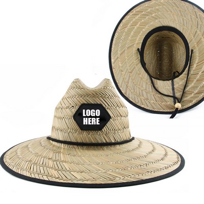 Outdoor Lifeguard Straw Hat w/Various Patch