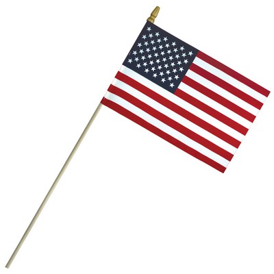 6" x 9" Economy Cotton US Stick Flag with Spear Top on a 18" Dowel