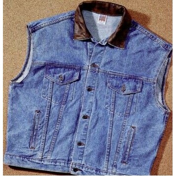 Embossed Denim/Leather Vest