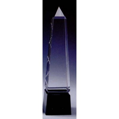 Black Optic Crystal Eminence Obelisk Award w/Base (10"x2-3/8")