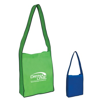 Non-woven Messenger Tote Bag With Hook And Loop Closure