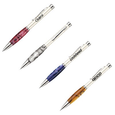 Marble Grip Pen w/Chrome Trim & Swirl Resin Barrel