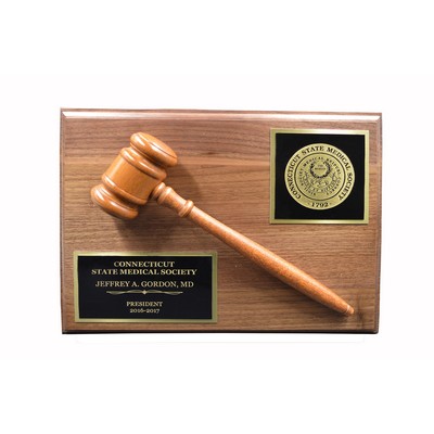 Walnut Finish Gavel Plaque