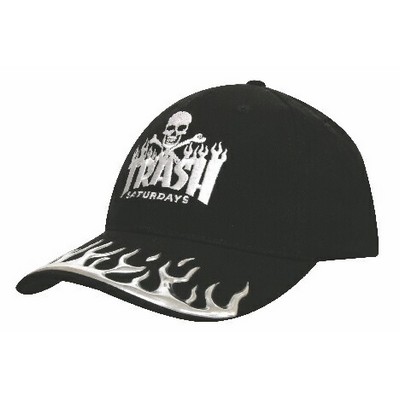 Brushed Heavy Cotton Cap w/Liquid Metal Flame (Embroidered)