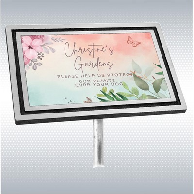 Black/Silver Exterior Grade Cast Aluminum Garden Sign w/ 24" Aluminum Stake (6" x 8")