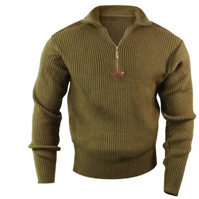 Olive Drab 1/4-Zip Commando Sweater (2XL)