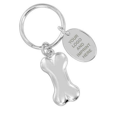 3D Dog Bone Shiny Chrome Metal Keychain (Domestic Production)