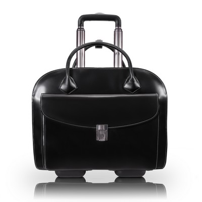 GRANVILLE | 15" Black Leather Wheeled Laptop Case | McKleinUSA