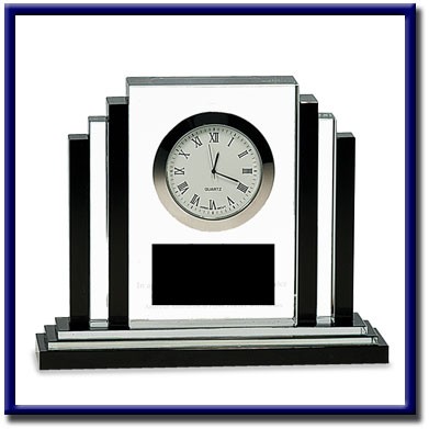 Clear/Black Crystal Clock with Silver Trim