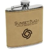 Flasks, 6 oz. Leatherette Wrapped - Light Brown