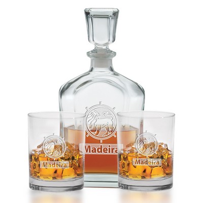 3 Piece Decanter Set - Etched