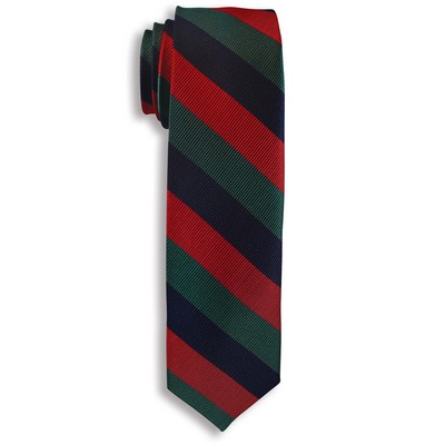 City Collection Green/Navy/Red Striped Narrow Tie