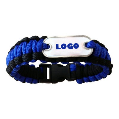 Survival Bracelet with Metal Identification Plate and Plastic Buckle