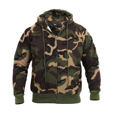 Woodland Camo Thermal Lined Zipper Hooded Sweatshirt (2XL, 3XL)