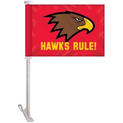 7.5" x 10.5" Single Reverse Digitally Printed Custom Car Flag on a Premium Staff