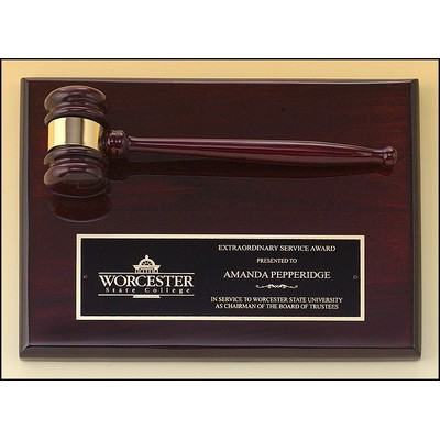 Rosewood piano finish gavel plaque, 9 x 12"