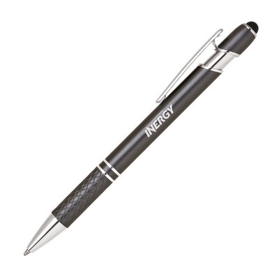 Stylus Pro Series, gunmetal stylus pen with chrome trim, diamond cut grip, double ring accent