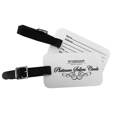 Small Luggage Tag w/Black Leather Strap