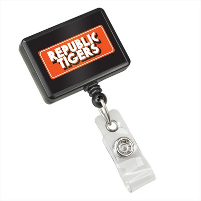 Custom Color Rectangle Badge Reel with Clear Vinyl Strap