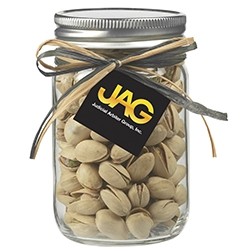 12 Oz. Glass Mason Jar w/ Raffia Bow (Pistachios)