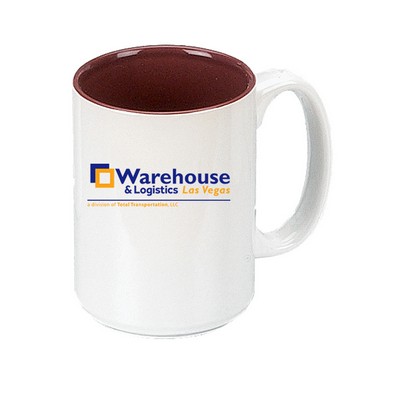 15 Oz. El Grande Mug 2 Tone Mug (White Out/Burgundy In)